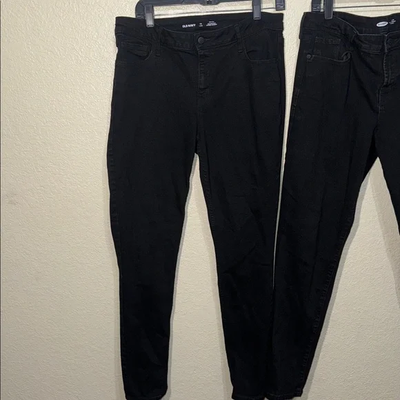 Old Navy Black Jeans Bundle 2 Pairs Women’s 14 Long Mid Rise Rockstar & Straight - Picture 3 of 9